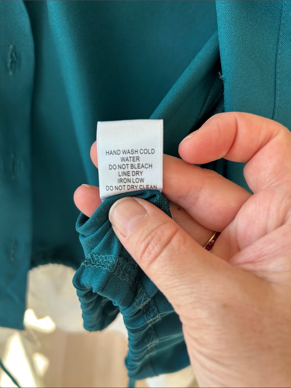FAVLUX Teal Button-Front Drawstring Crop Shirt - Picture 6 of 7